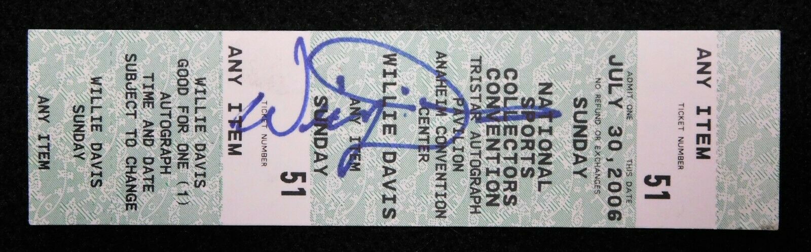 Willie Davis Green Bay Packers Signed Autograph Ticket Jsa Authenticated